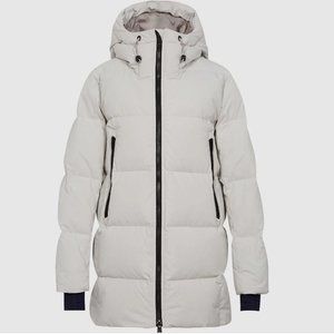 REISS Mid Length Puffer - Neutral Light Heather Gray